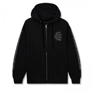 Black Anti Social Social Club Berlin Zip-Up Hoodie | ASSC-12096