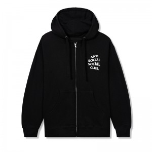 Black Anti Social Social Club Kkotch Zip Up Hoodie | ASSC-12098