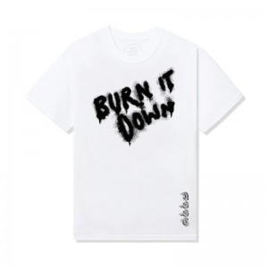 White Anti Social Social Club Burn It Down Tee | ASSC-11860