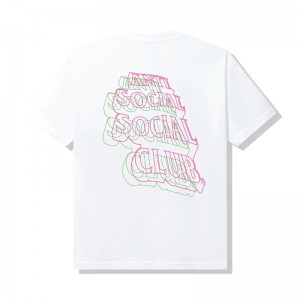 White Anti Social Social Club Neon Lights And A Lot Of Rain Tee | ASSC-11941