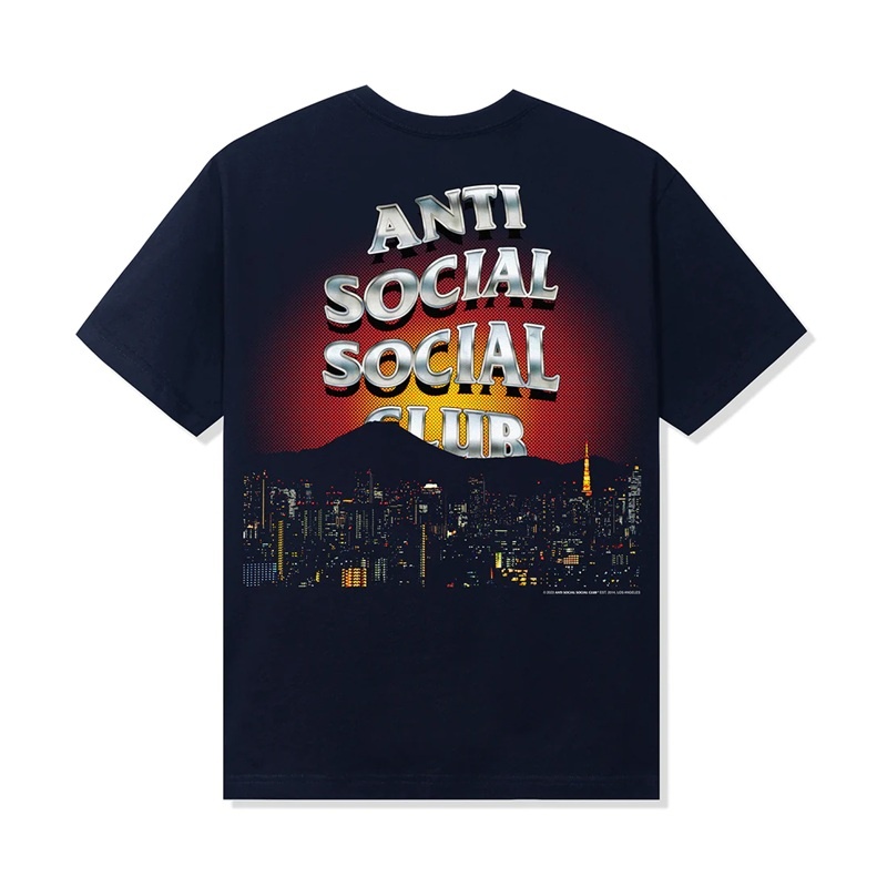 Navy Anti Social Social Club Rising Sun Tee | ASSC-11961